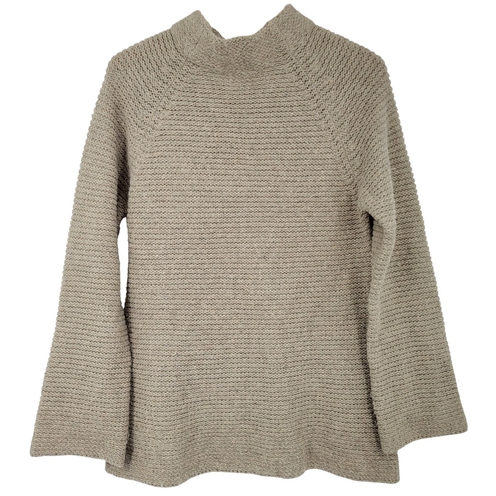 Ivory Sweater Women Large Tan Alpaca Lambswool Coastal Earthy Neutral Rustic